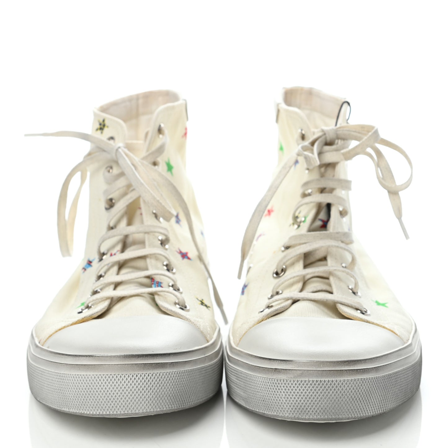 Canvas Fun-Star Print Mens Bedford Hightop Sneakers 42 Cream