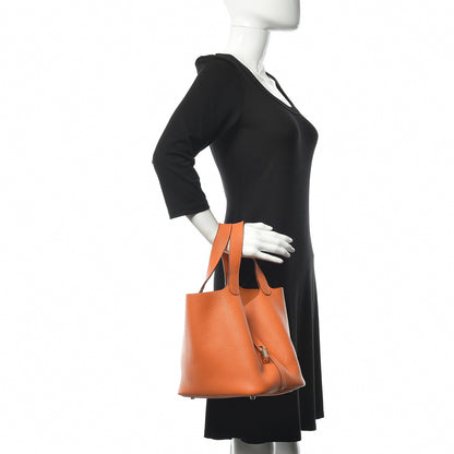 Hermes Taurillon Clemence Picotin Lock 22 MM Orange 2 of 11