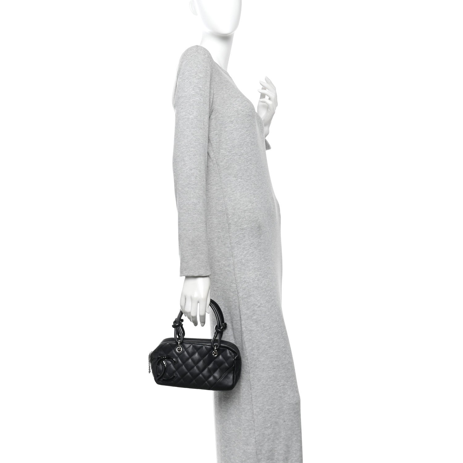 Chanel Calfskin Quilted Small Cambon Bowler Black 2 of 10
