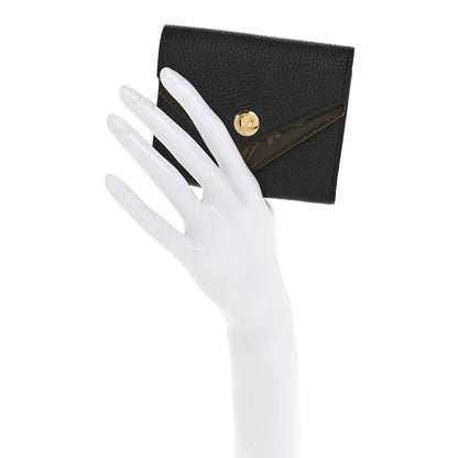 Louis Vuitton Grained Calfskin Monogram Double V Compact Wallet Black 2 of 8