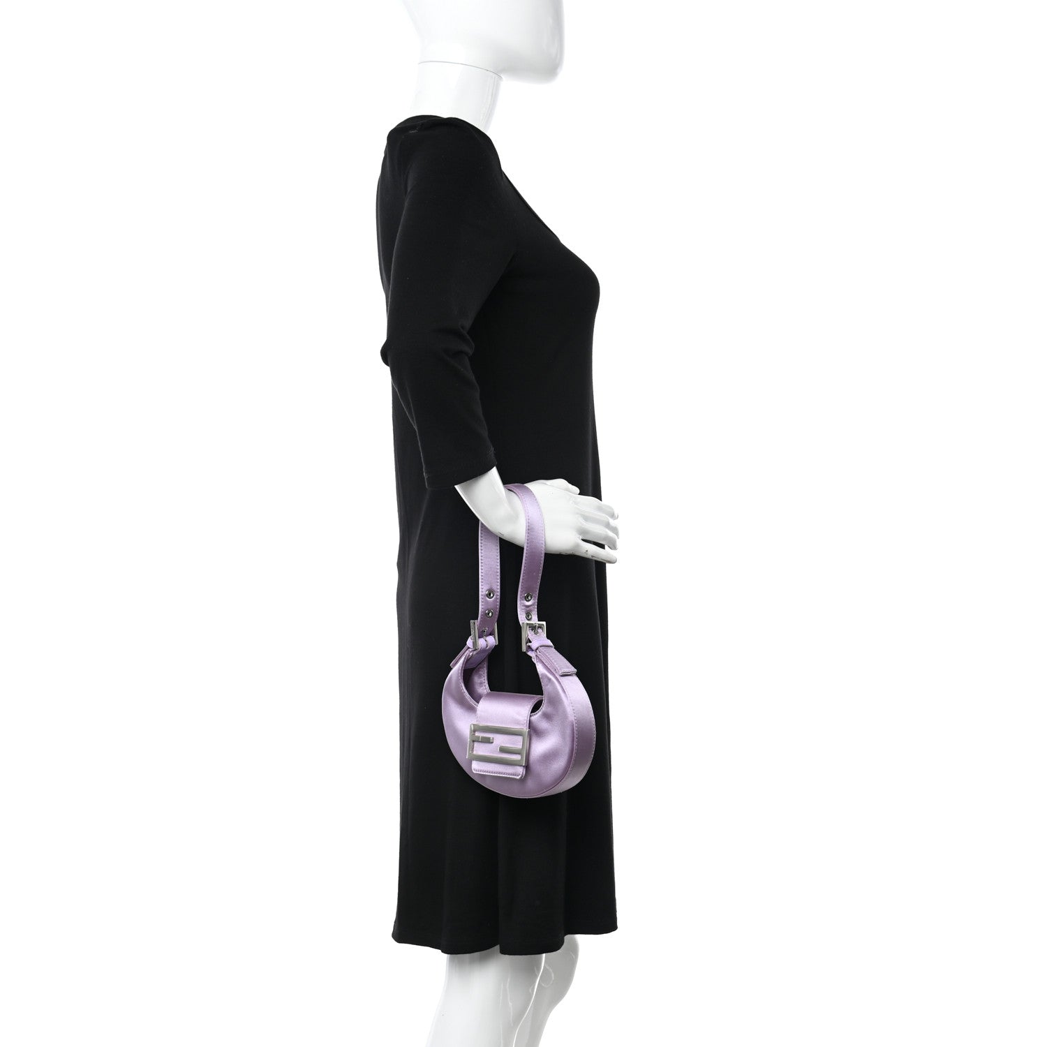 Fendi Silk Satin Mini Cookie Hobo Bag Lilla 2 of 11