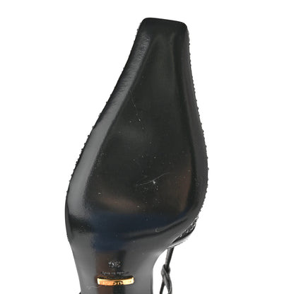 Gucci Moire Fabric Malaga Kid Crystal GG Monogram Square G 75mm Slingback Pumps 36 Black 8 of 10