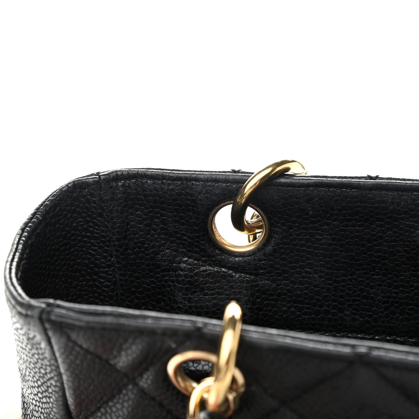 Caviar Quilted Petit Shopping Tote PST Black
