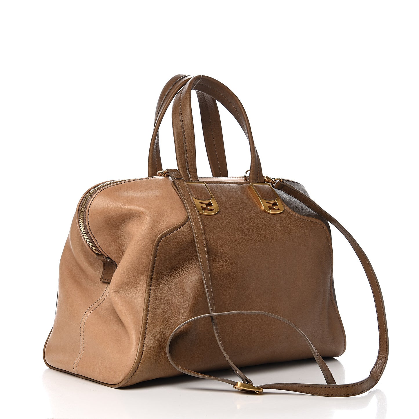 Capra Vitello Saddle Colorblock Large Chameleon Tote Grigio Pietra Fango