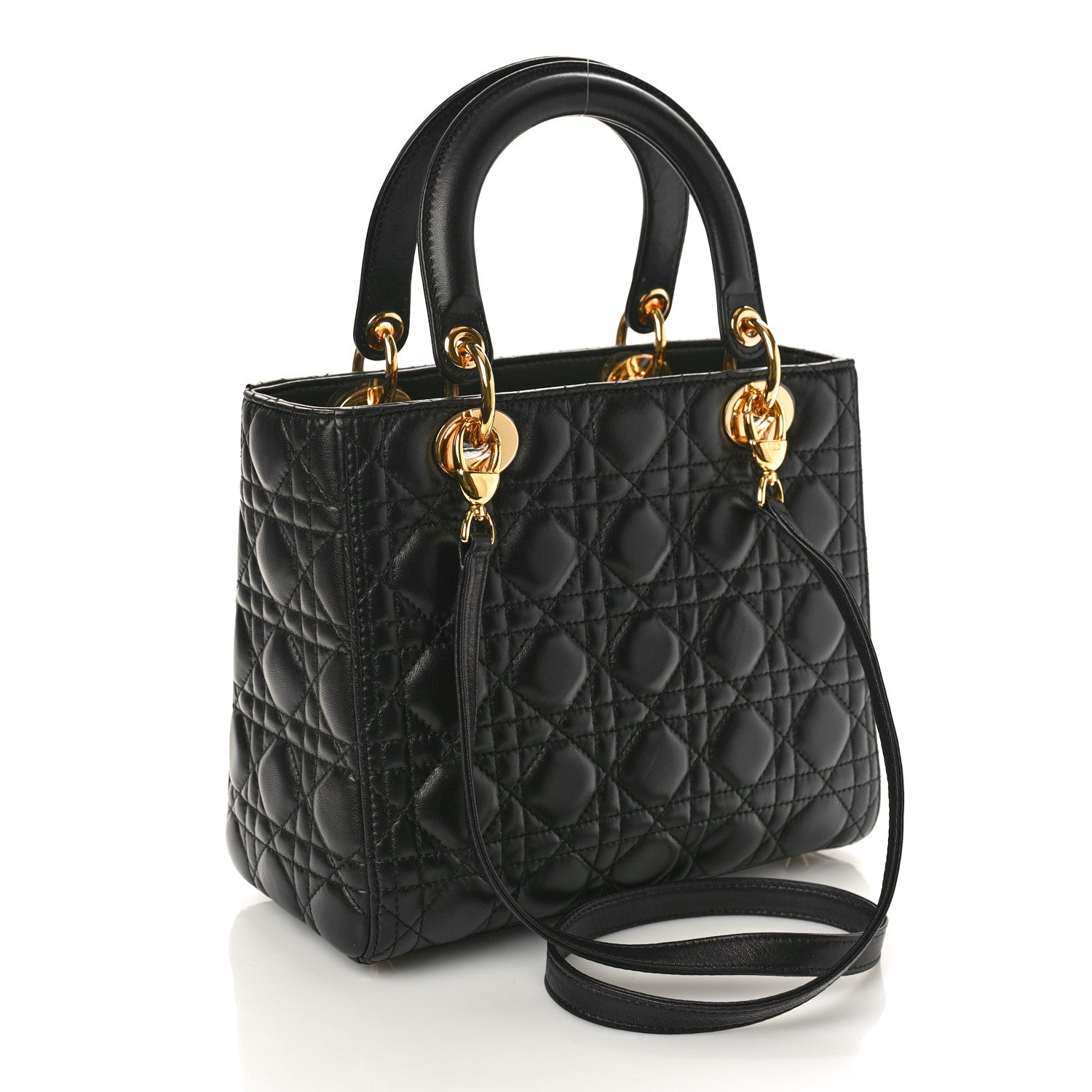 Christian Dior Lambskin Cannage Medium Lady Dior Black 2 of 9