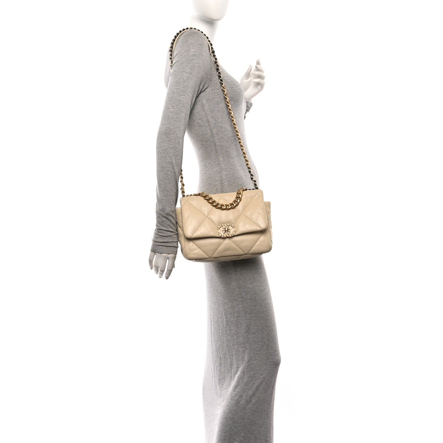 Chanel Lambskin Quilted Medium Chanel 19 Flap White White 2 of 10