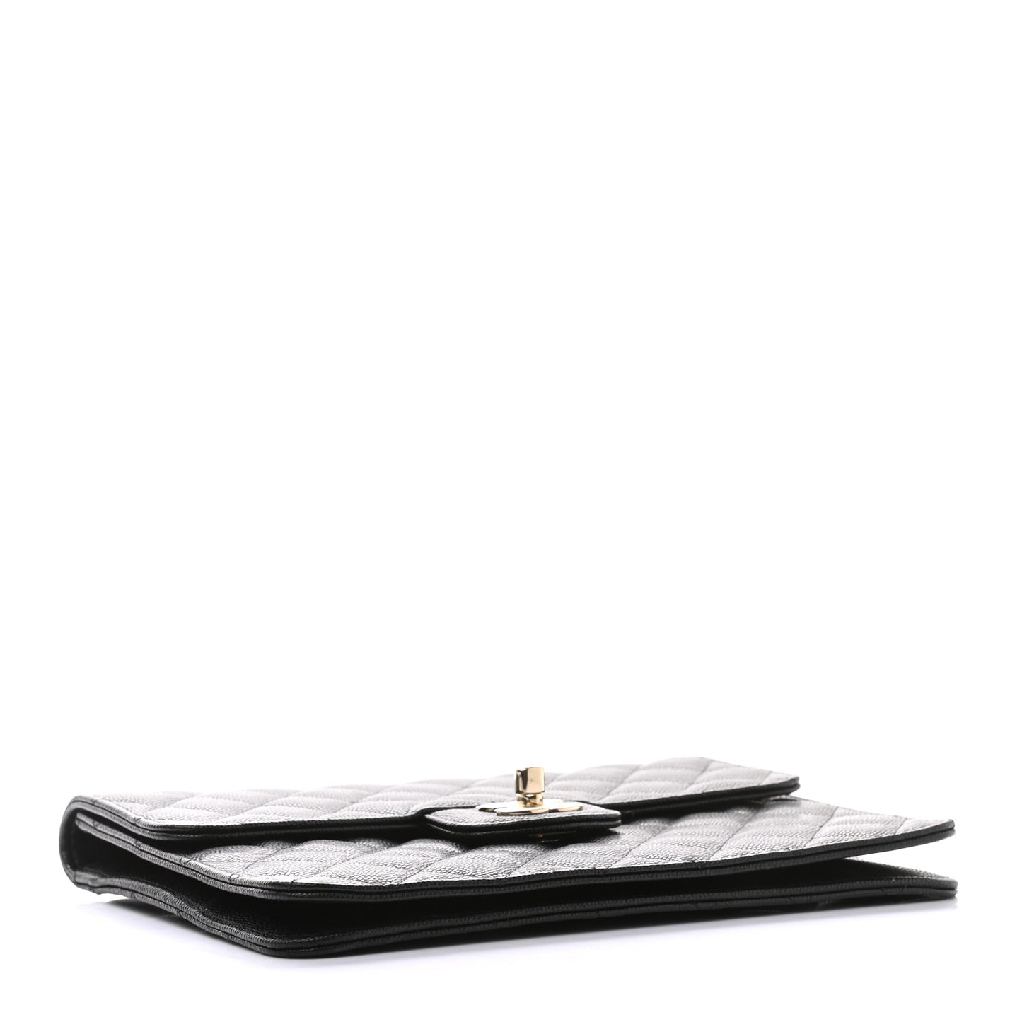 Caviar Quilted Square Flap Clutch Black
