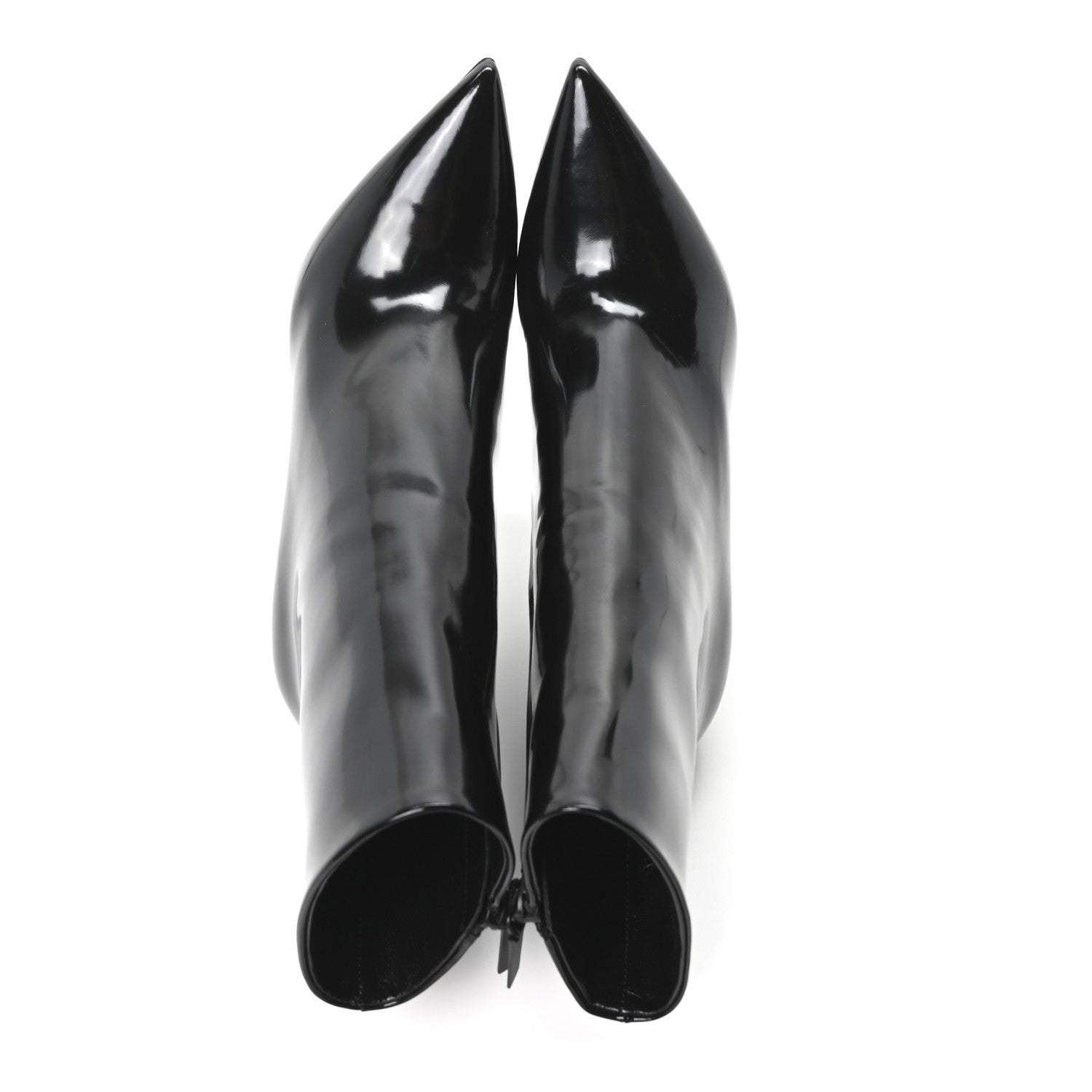 Saint Laurent Glazed Calfskin Opyum Ankle Boots 37.5 Black 1861792