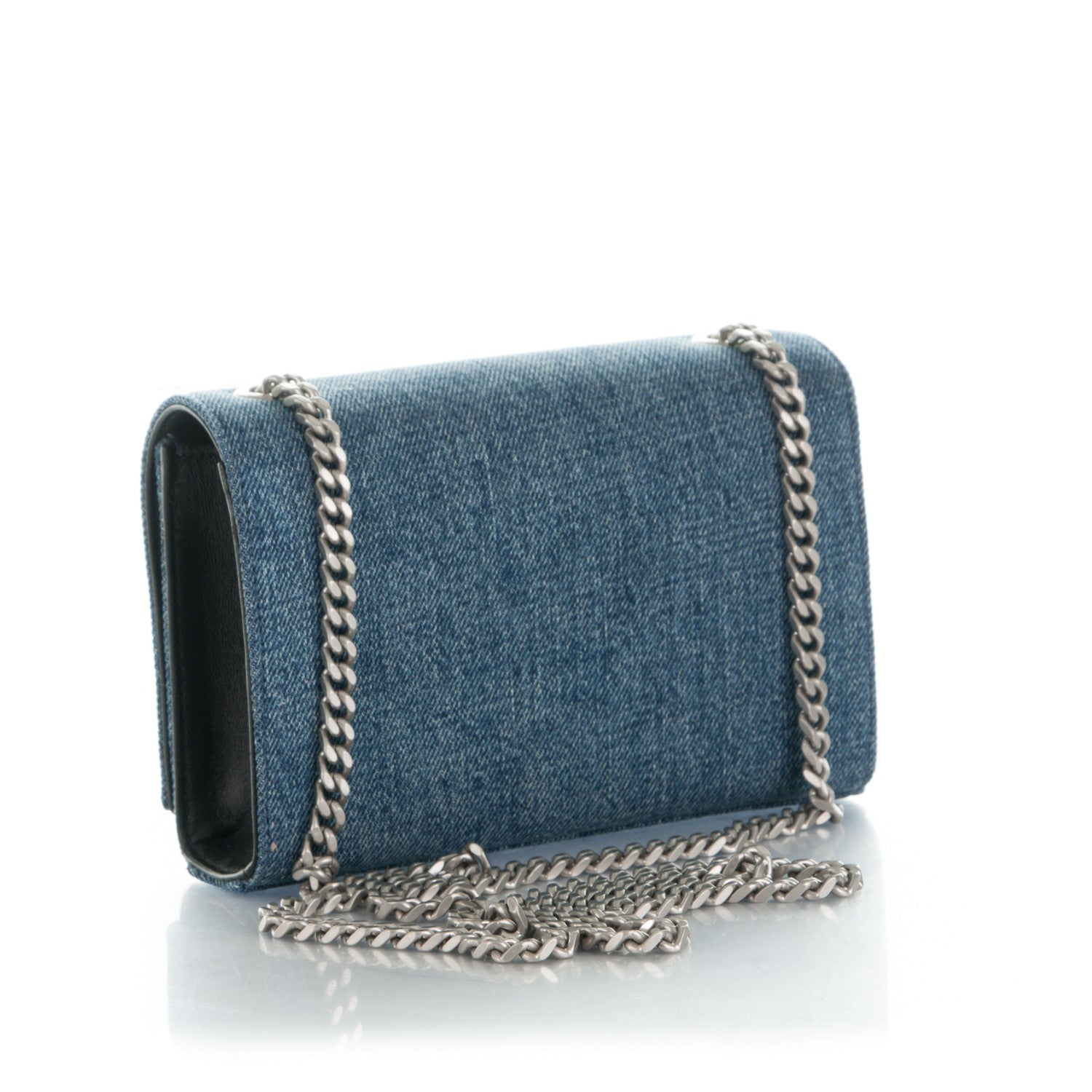 Saint Laurent Denim Small Classic Monogram Satchel Blue 3 of 6