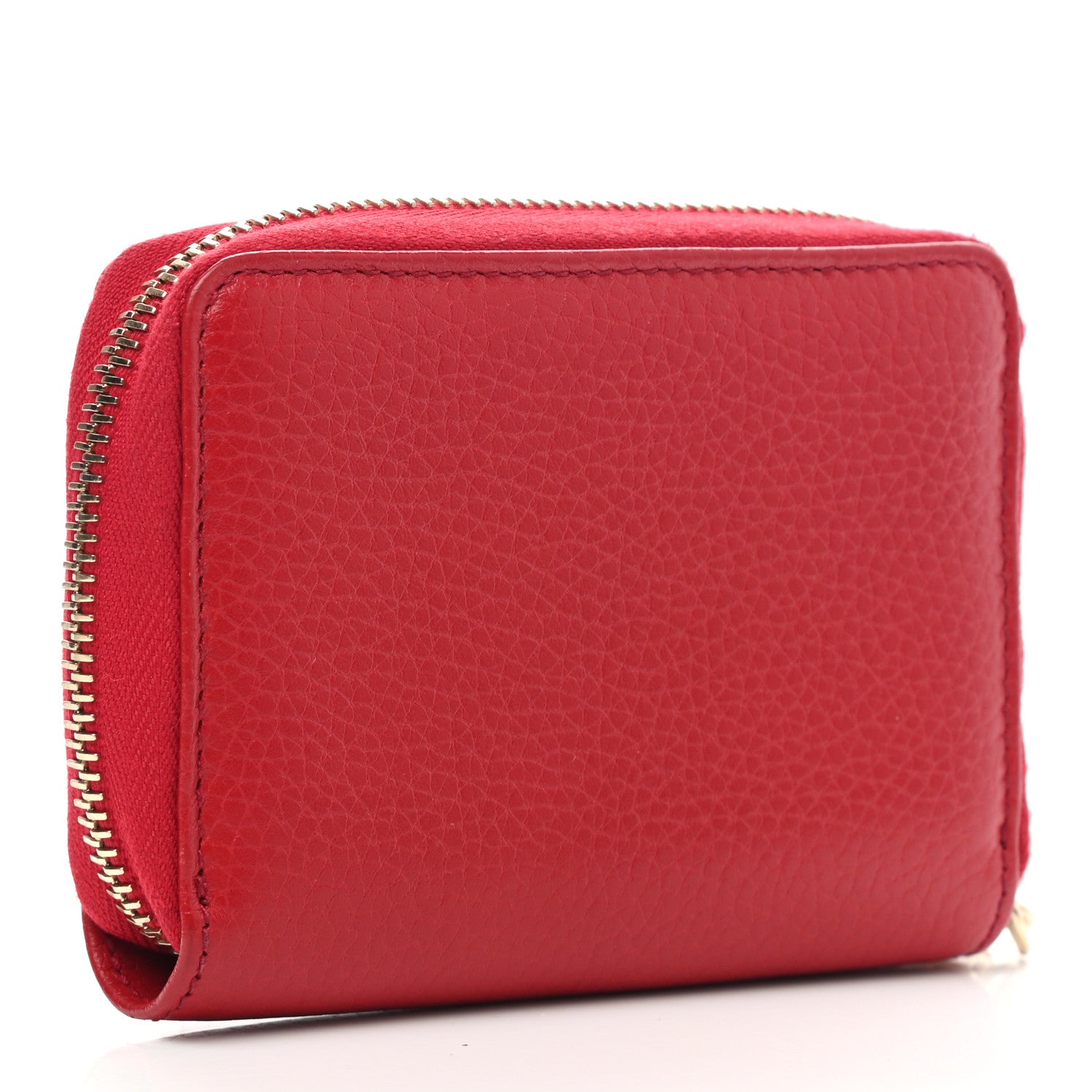 Gucci Pebbled Calfskin Soho Compact Disco Zip Around Wallet Tabasco Red 3 of 10