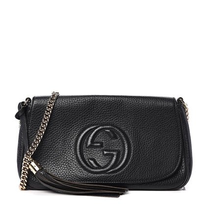 Gucci Pebbled Calfskin Medium Soho Flap Crossbody Black 1 of 9