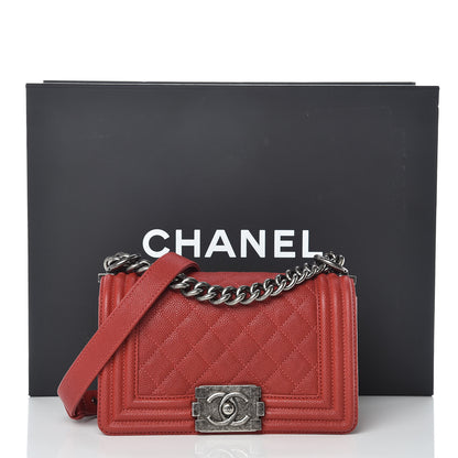 Chanel Caviar Quilted Small Boy Flap Dark Red 12 of 12