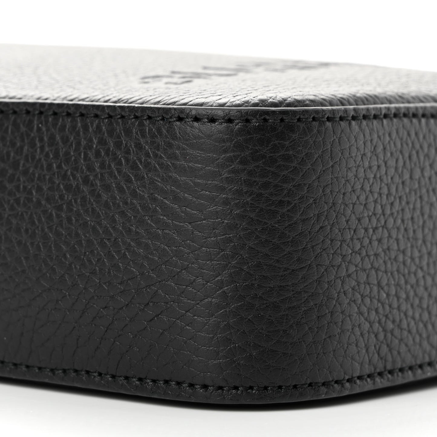 Grainy Calfskin Logo Embossed Crossbody Bag Black