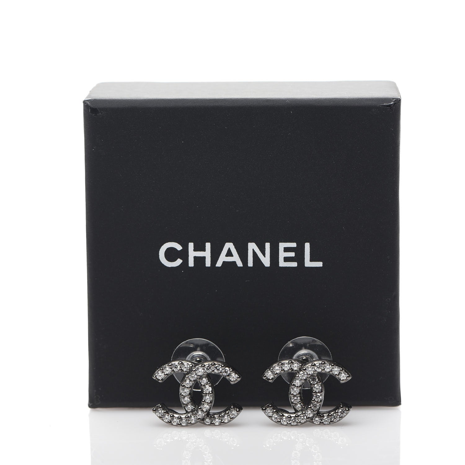Chanel Ruthenium Crystal CC Earrings 6 of 6