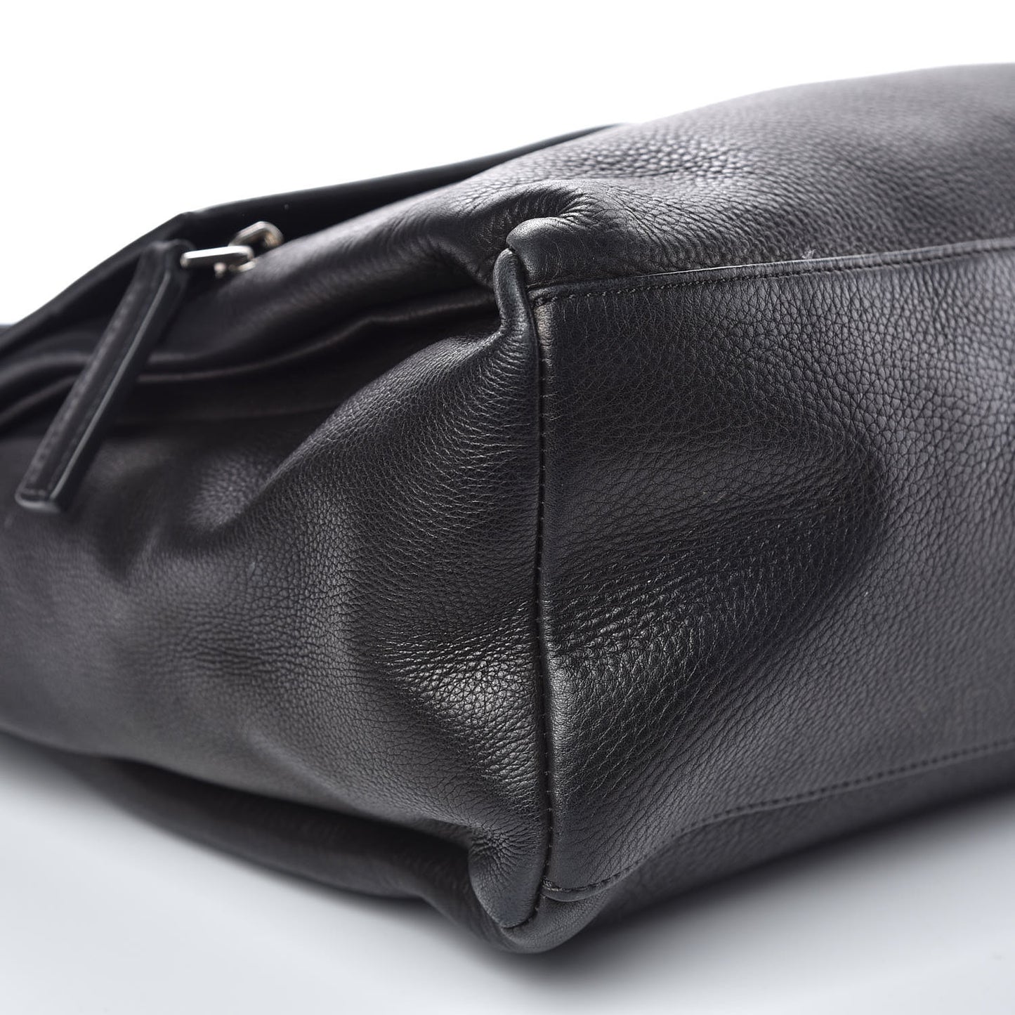 Waxy Grained Calfskin Medium Pandora Pure Flap Bag Black