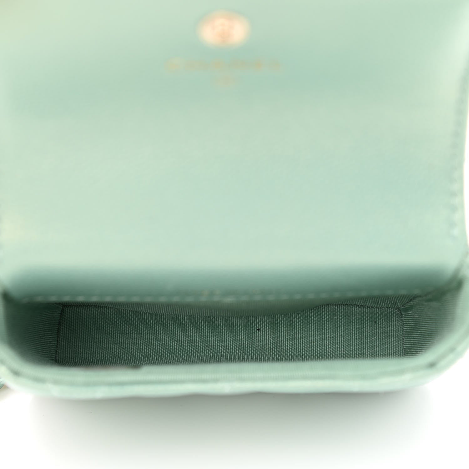 Chanel Iridescent Caviar Quilted Pearl Card Holder On Chain Green 5 of 12