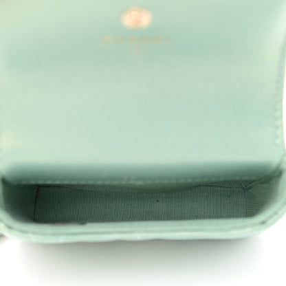 Chanel Iridescent Caviar Quilted Pearl Card Holder On Chain Green 5 of 12
