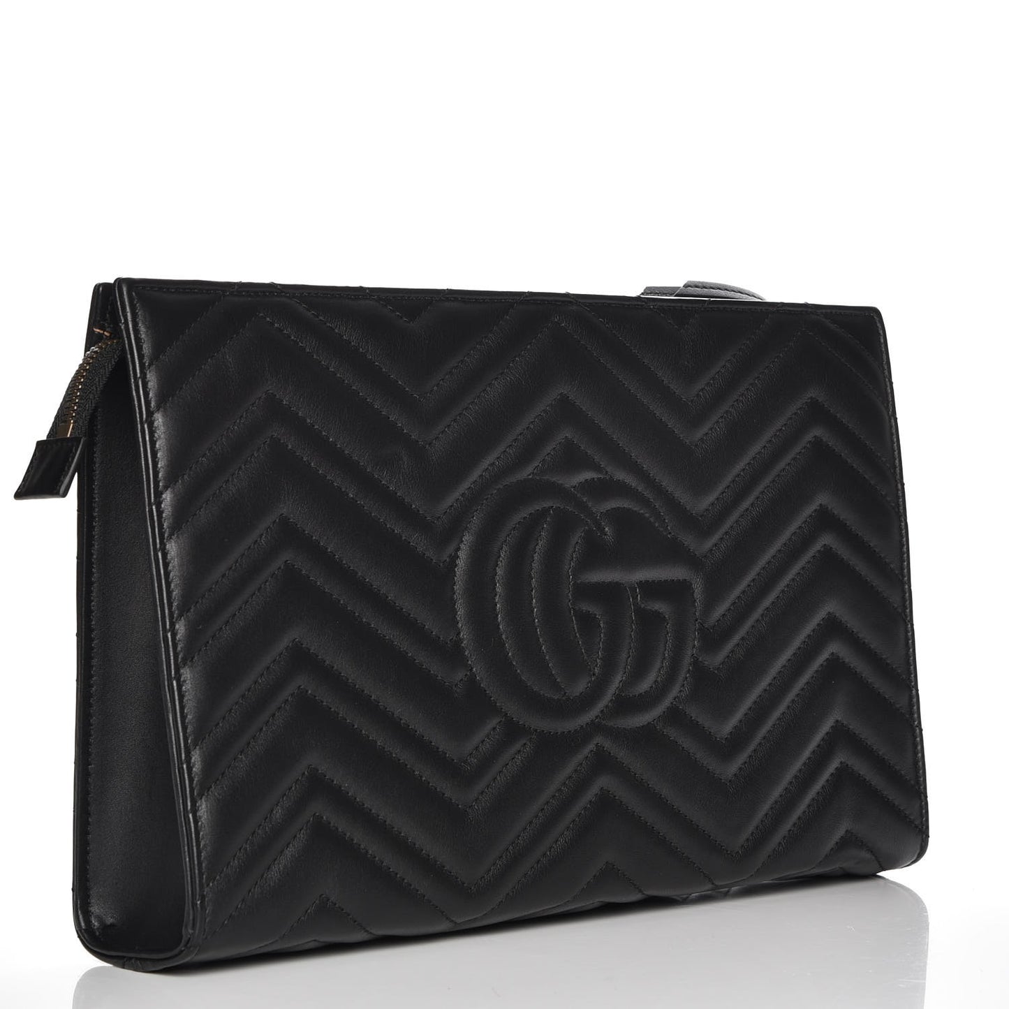 Calfskin Matelasse Chevron Heart GG Marmont Clutch Black