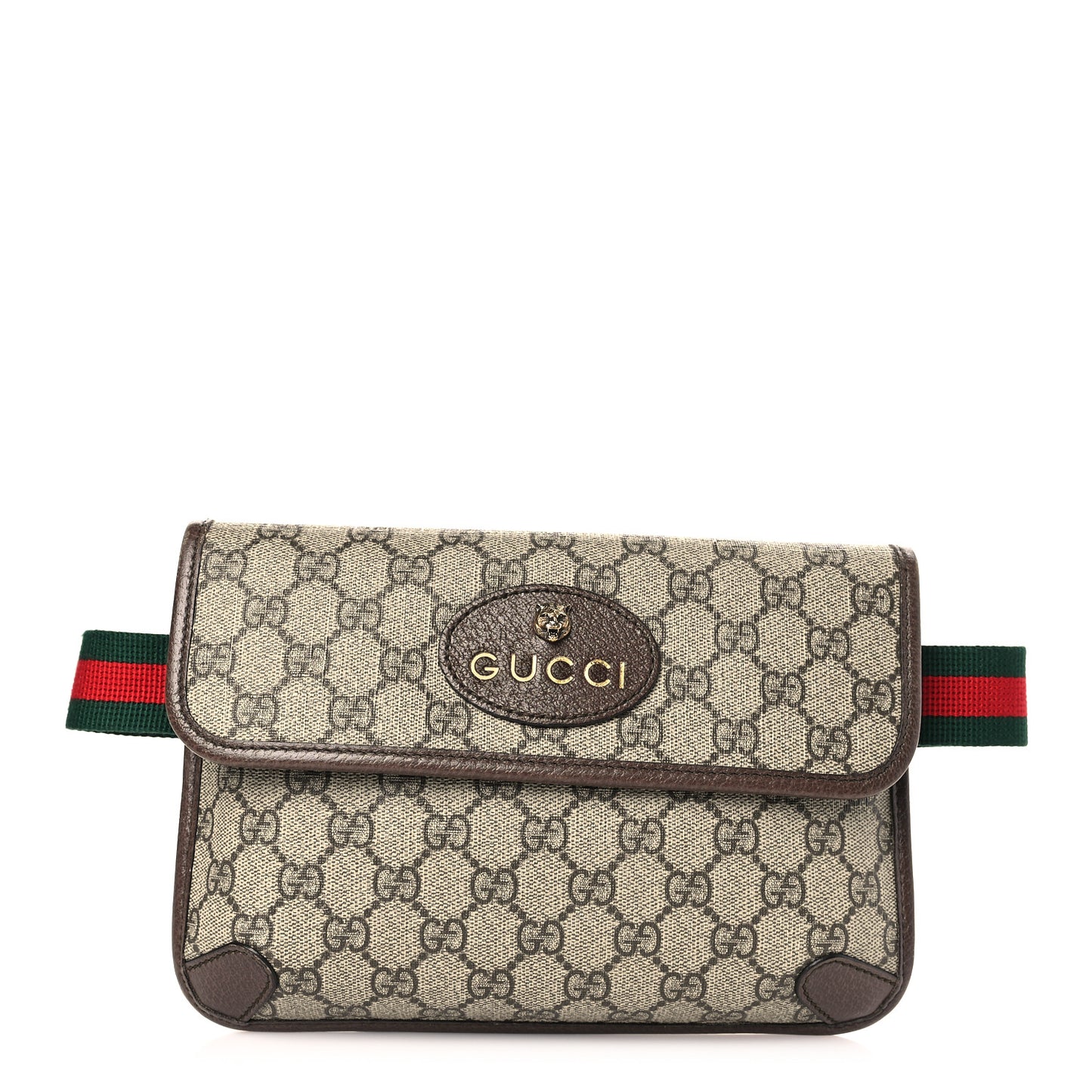 GG Supreme Monogram Neo Vintage Web Belt Bag Brown