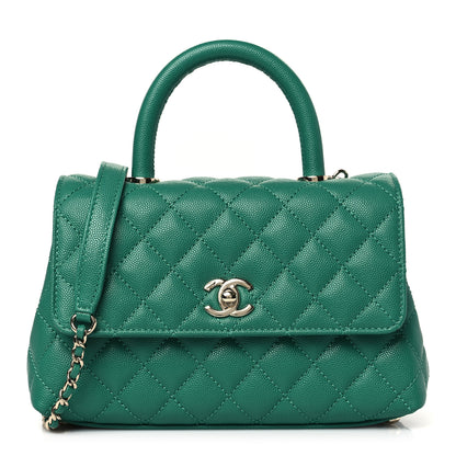 Chanel Caviar Quilted Mini Coco Handle Flap Green 1 of 9