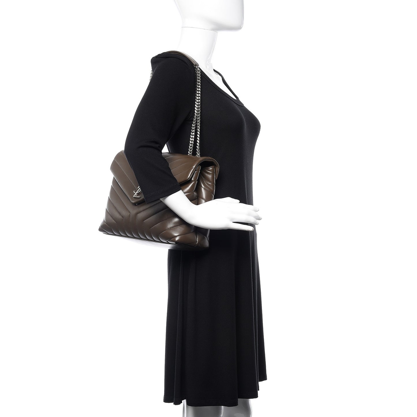 Calfskin Y Quilted Monogram Medium Loulou Chain Satchel Faggio