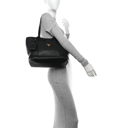 Prada Vitello Daino Pocket Shopping Tote Black 2 of 12
