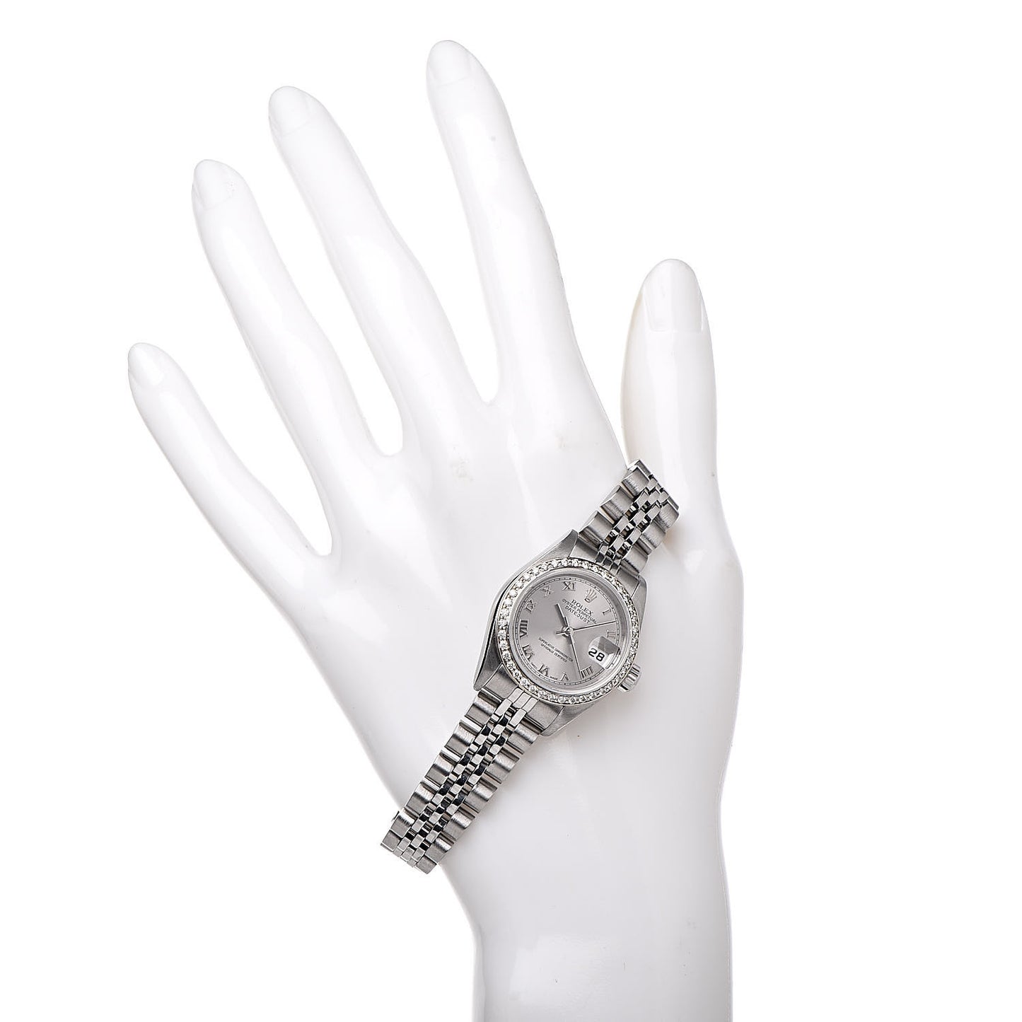 Stainless Steel 18K White Gold Diamond 26mm Oyster Perpetual Datejust Watch Silver Roman 79174