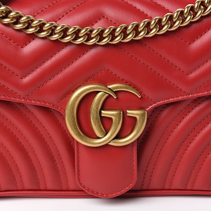 Gucci Calfskin Matelasse Small GG Marmont Shoulder Bag Hibiscus Red 10 of 10