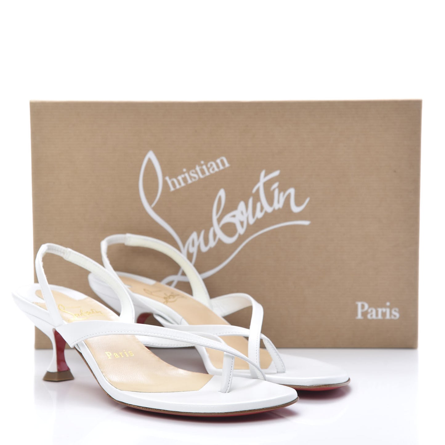 Calfskin Taralita 55 Thong Sandals 35.5 White