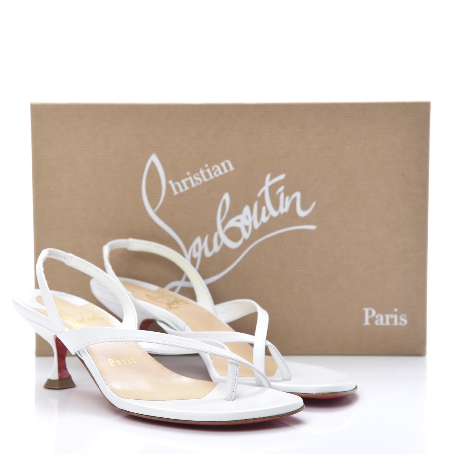 Christian Louboutin Calfskin Taralita 55 Thong Sandals 35.5 White 8 of 9