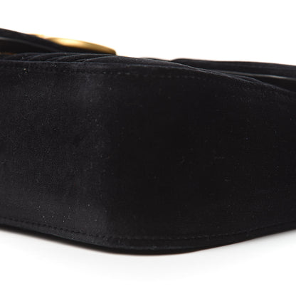 Gucci Velvet Matelasse Small GG Marmont Shoulder Bag Black 9 of 10