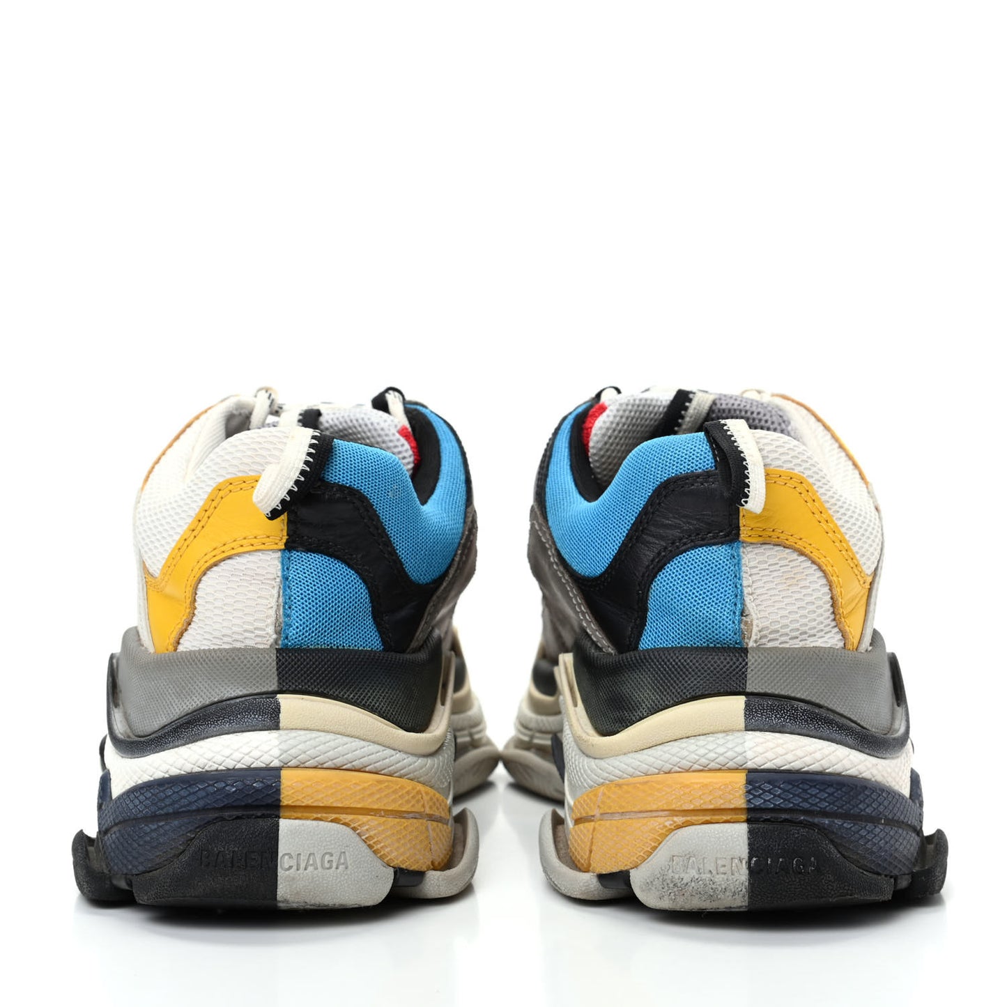 Fabric Mesh Half & Half Colorways Mens Triple S Sneakers 43 Grey Blue Rouge Jaune Black
