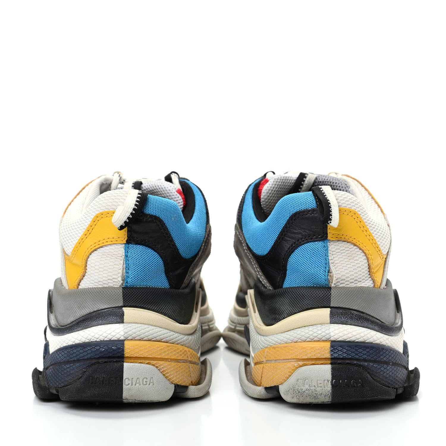 Balenciaga Fabric Mesh Half & Half Colorways Mens Triple S Sneakers 43 Grey Blue Rouge Jaune Black 7 of 10
