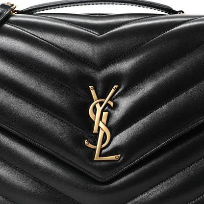 Saint Laurent Lambskin Quilted Monogram Large Loulou Black 10 of 12