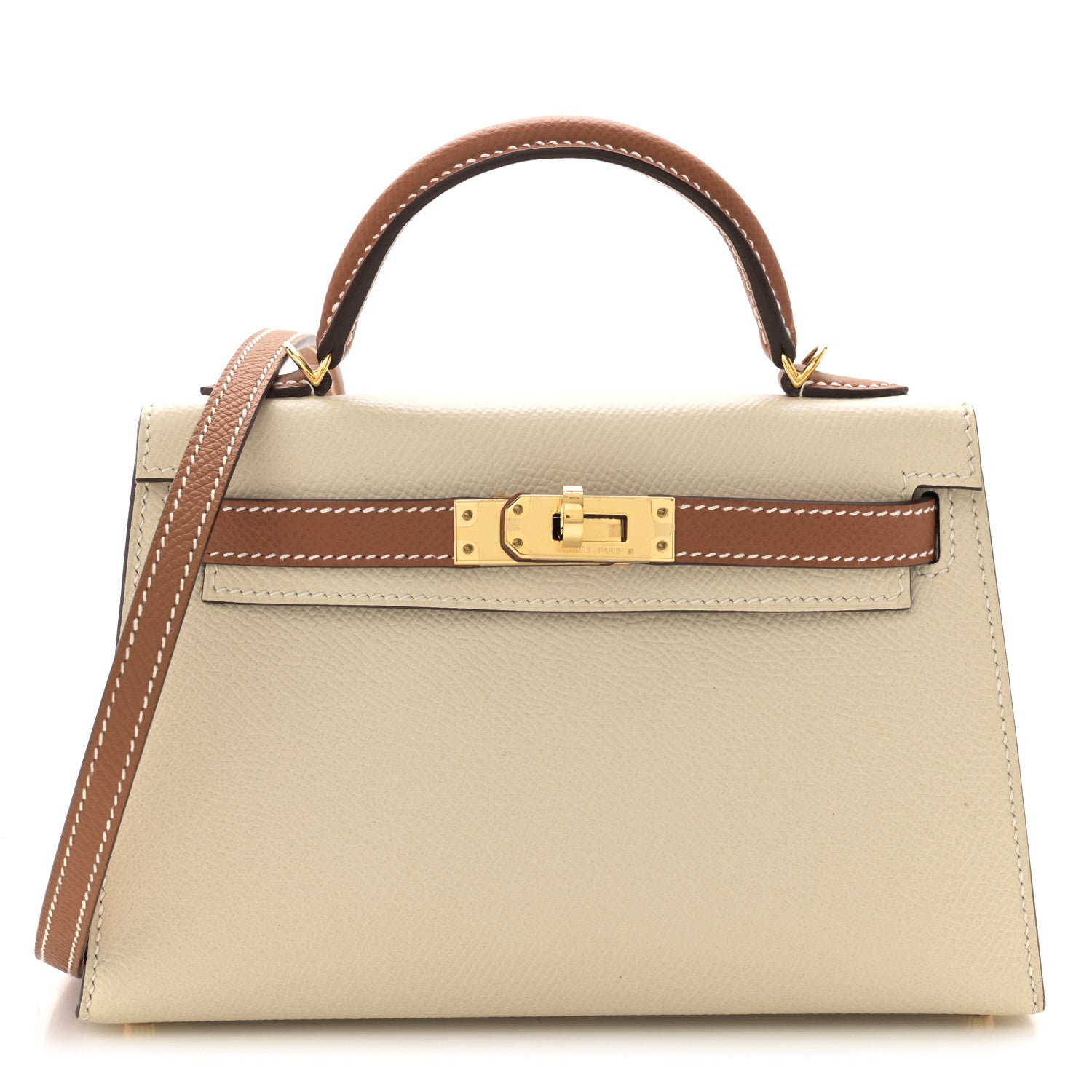 Hermes Epsom Horseshoe Mini Kelly Sellier 20 Craie Gold 1 of 14
