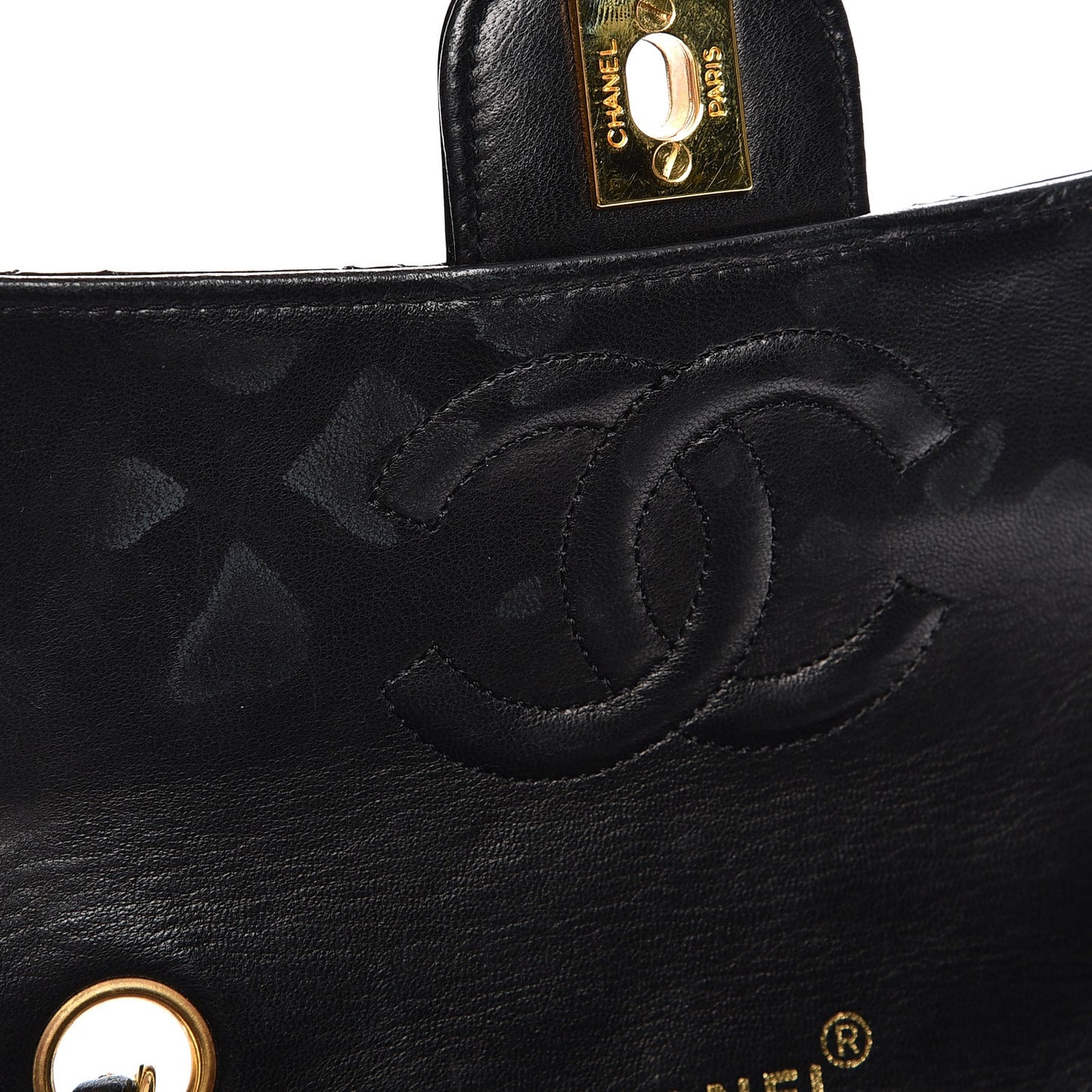 Patent Calfskin Quilted Mini Square Flap Black