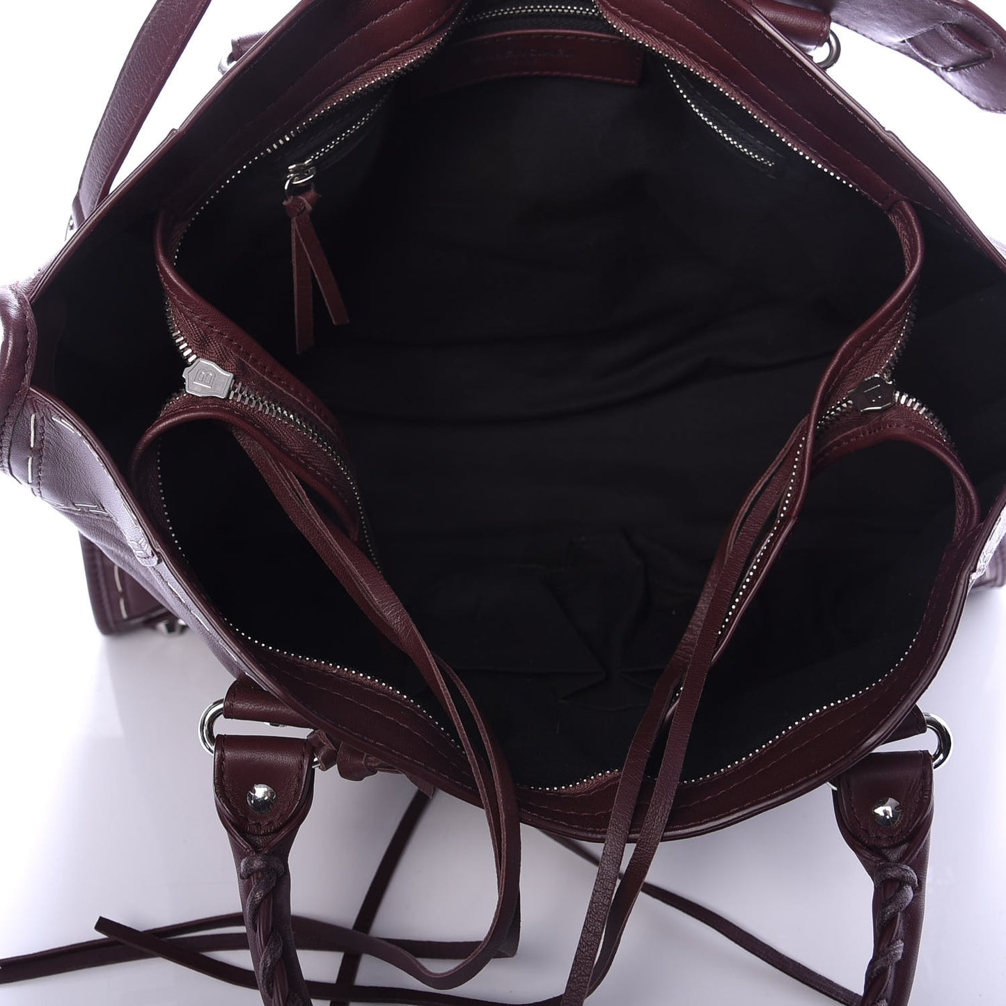 Calfskin Topstitch Classic Silver Hardware City Rouge Lie De Vin