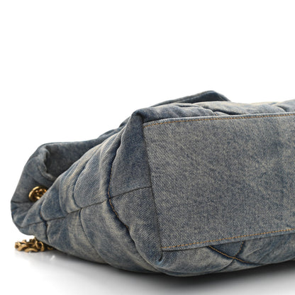 Saint Laurent Denim Quilted Medium Loulou Puffer Monogram Chain Satchel Blue Cinnamon 8 of 10