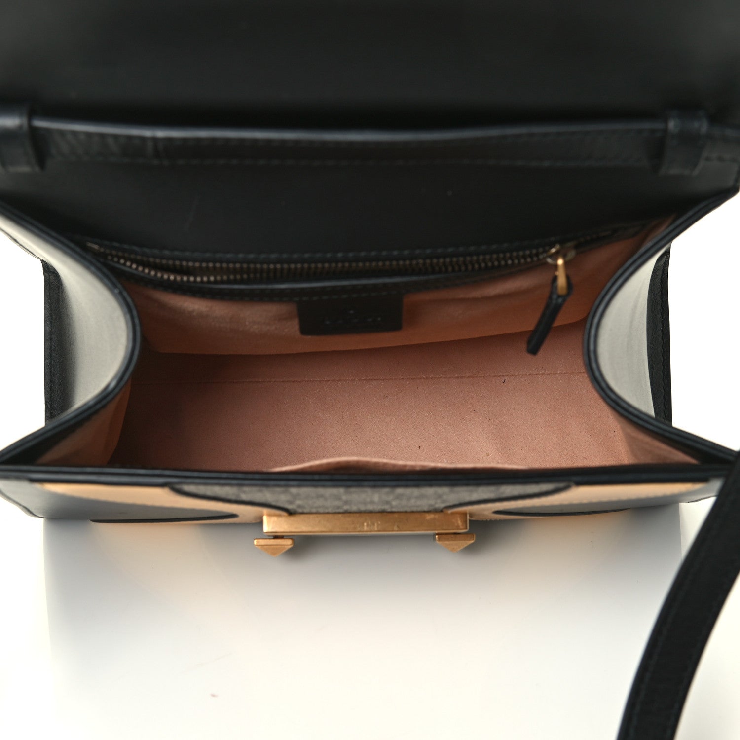 Gucci GG Supreme Monogram Small Osiride Top Handle Bag Black Gold 4 of 4