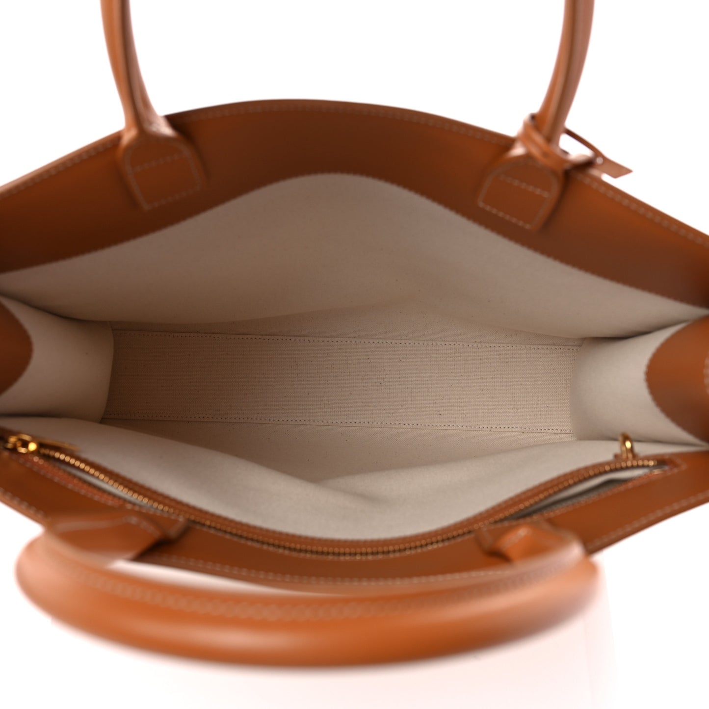 Canvas Calfskin Vertical Cabas Natural Tan