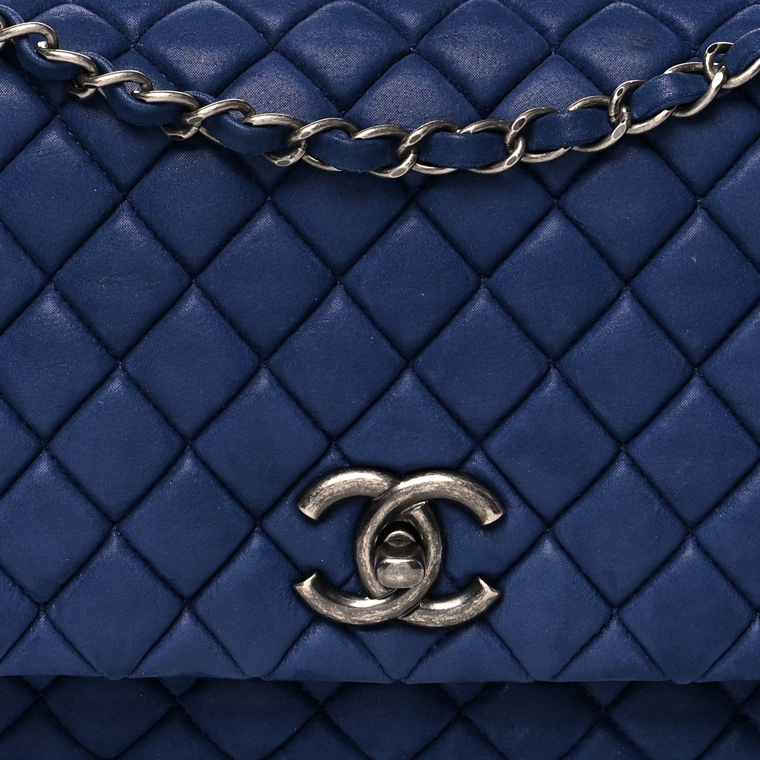 Chanel Iridescent Calfskin Quilted Large New Bubble Flap Navy 6 of 8