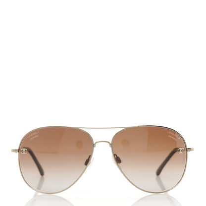 Chanel Metal Polarized Aviator CC Sunglasses 4189-T-Q Silver 2 of 8