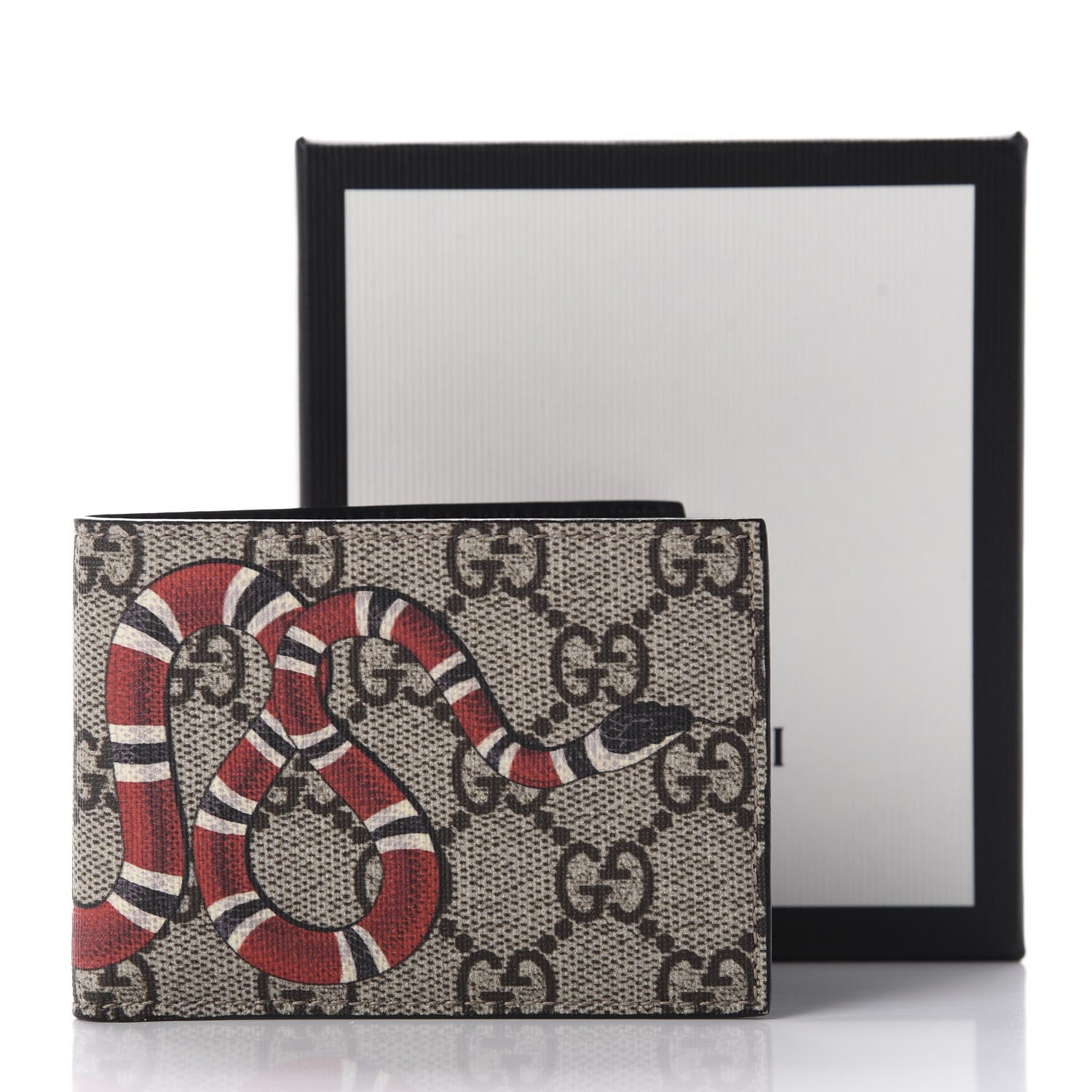 Gucci GG Supreme Monogram Kingsnake Bi-Fold Wallet Beige 8 of 8