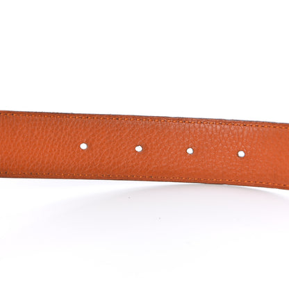 Hermes Box Togo 32mm H Belt 100 Black Orange 5 of 11