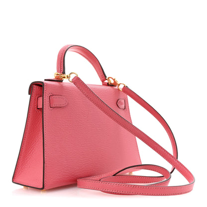 Hermes Chevre Mysore Mini Kelly Sellier 20 Rose Lipstick 3 of 13