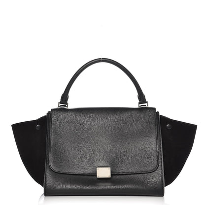 Celine Drummed Calfskin Suede Medium Trapeze Black 1 of 8