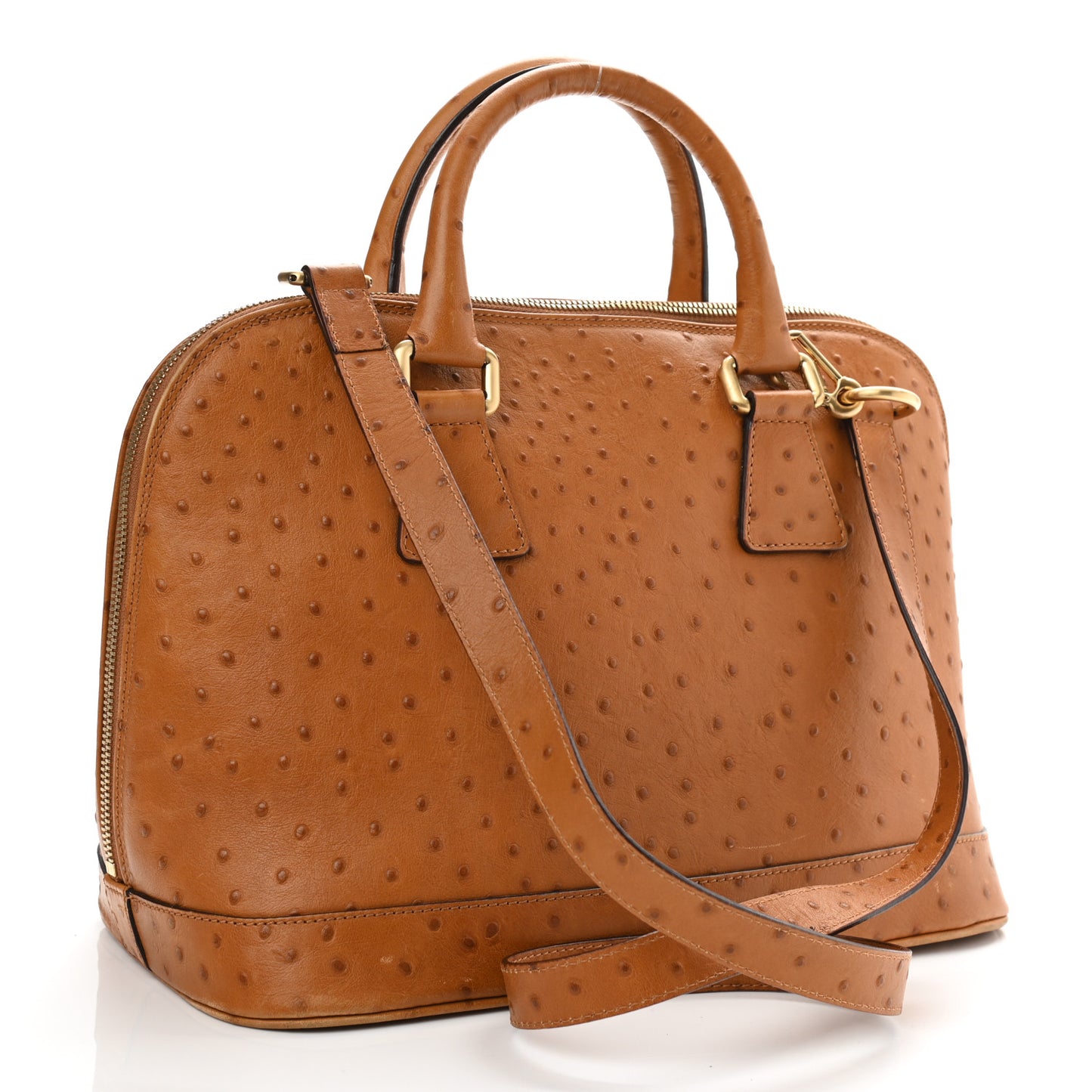 Ostrich Top Handle Tote Brown