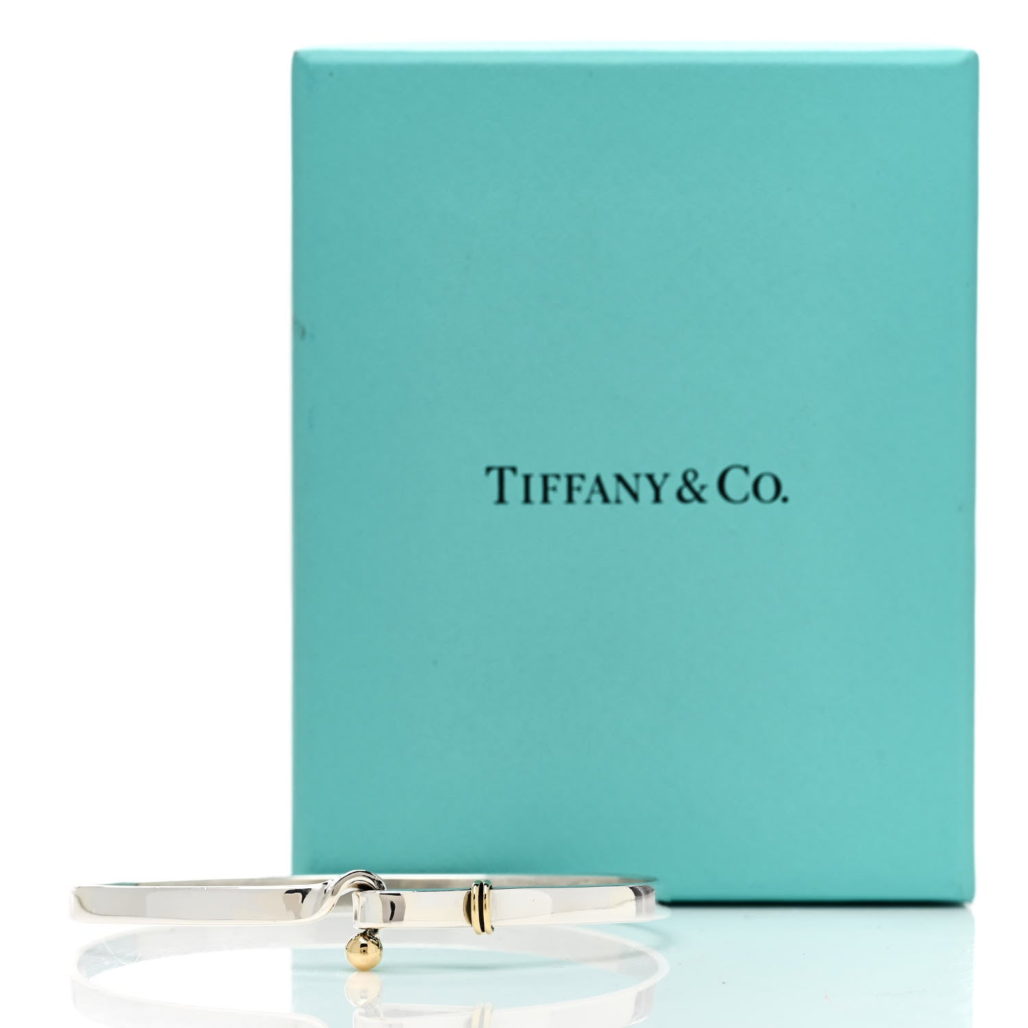 Tiffany Sterling Silver 18K Yellow Gold Hook Eye Bangle Bracelet 5 of 5