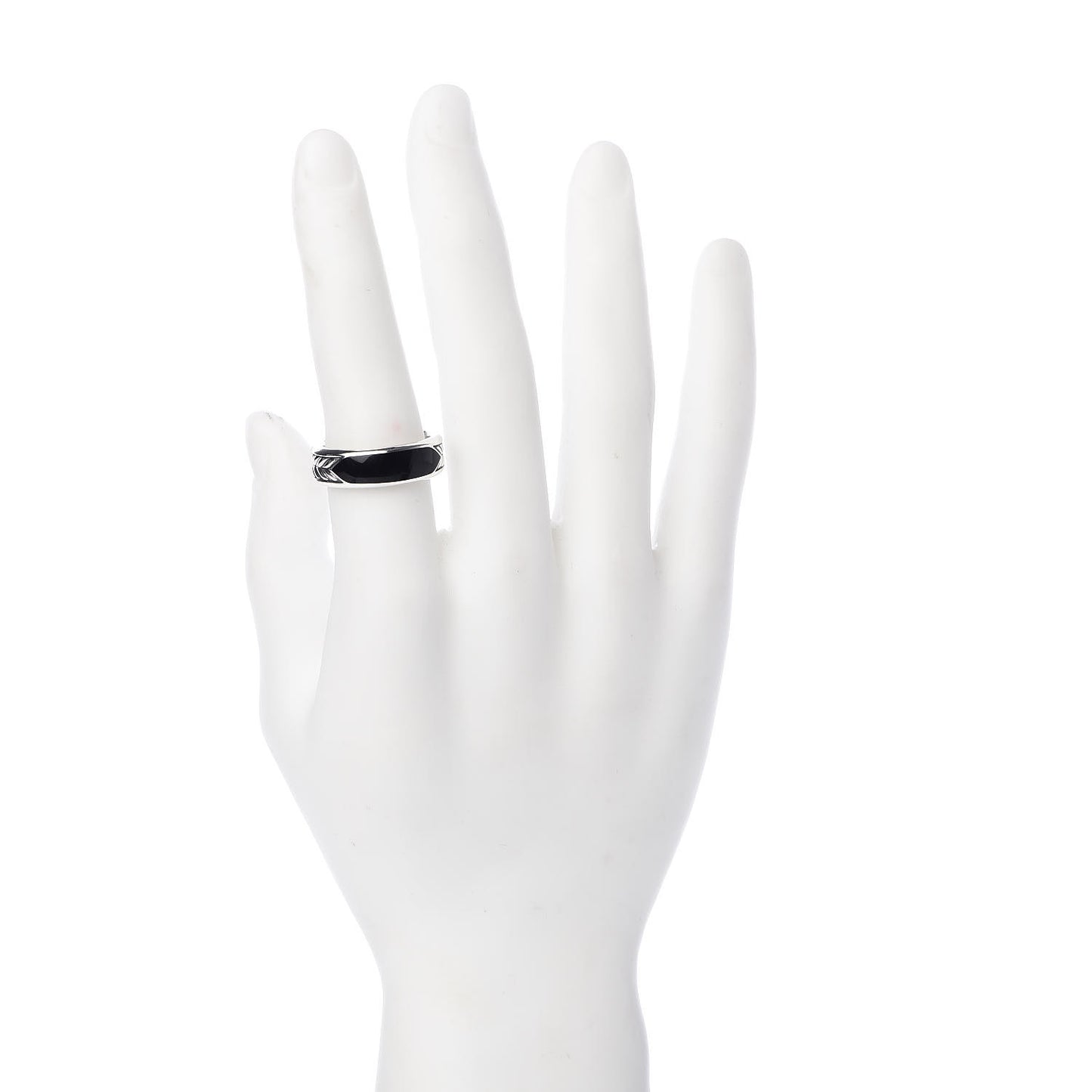 Sterling Silver Black Onyx Mens Chevron Band Ring 62 10