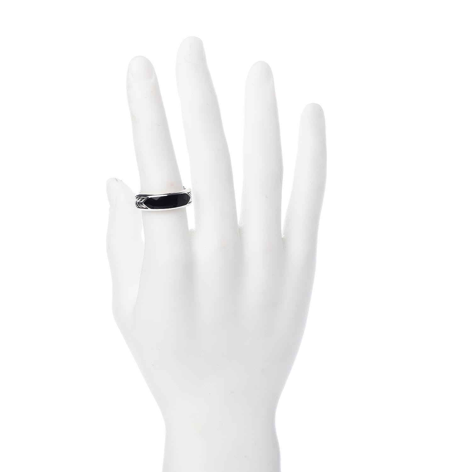 David Yurman Sterling Silver Black Onyx Mens Chevron Band Ring 62 10 2 of 6